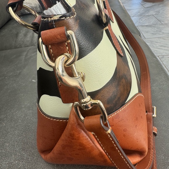 Dooney & Bourke Zebra Print Satchel - Black, Brown, and Cream - Picture 2 of 4